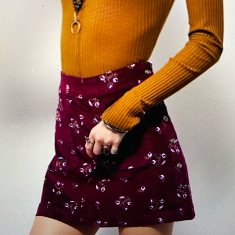 Free People Good Times Printed Velvet Mini Skirt
